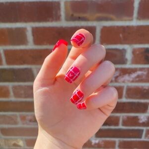 Red Geometric Nail Art